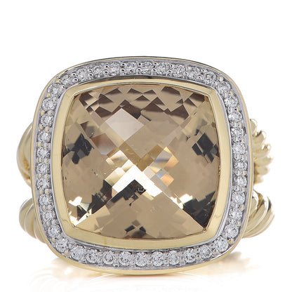 David Yurman 18K Yellow Gold Diamond Champagne Citrine 14mm Albion Ring 54 7 1 of 8