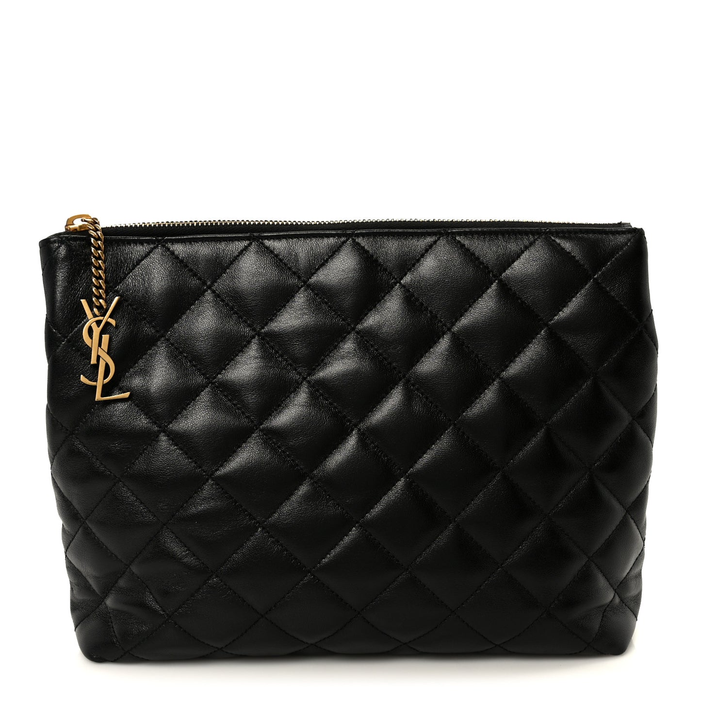 Lambskin Quilted Cassandre Cosmetic Pouch Black