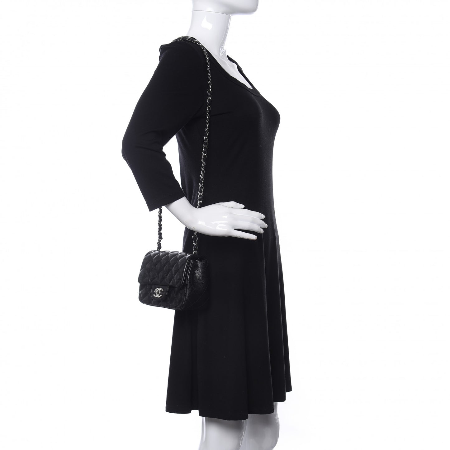 Caviar Quilted Mini Square Flap Black