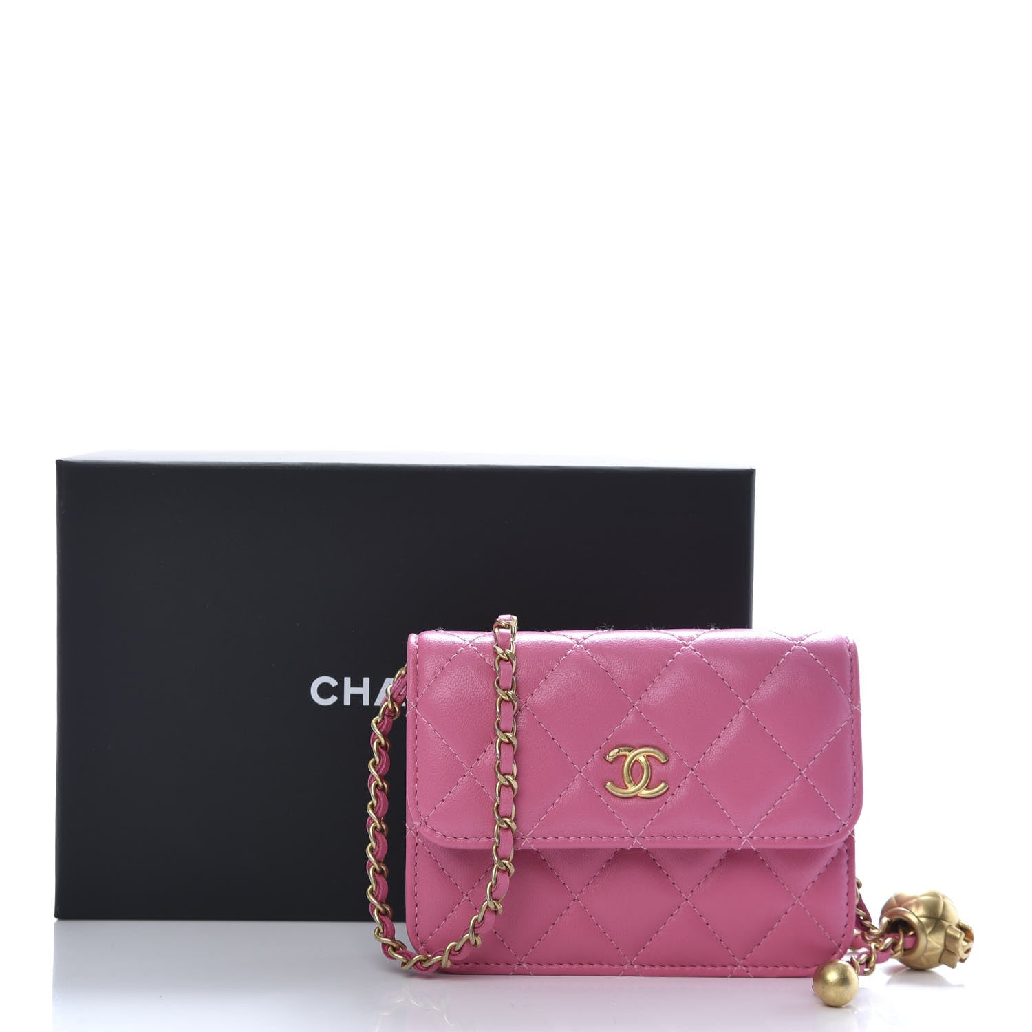 Chanel Lambskin Quilted Pearl Crush Clutch With Chain Pink 10 of 10