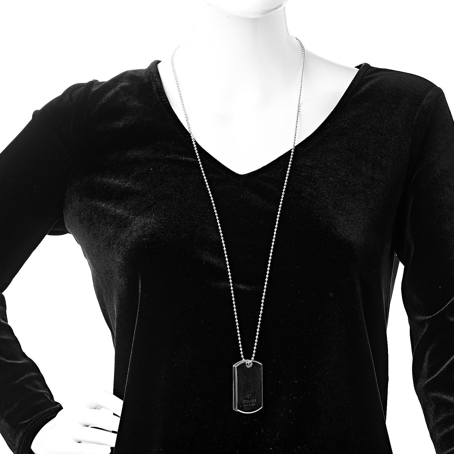 Gucci Sterling Silver Dog Tag Necklace 2 of 5