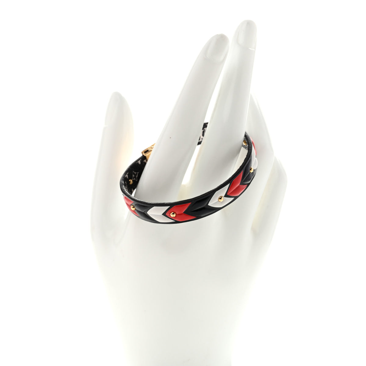 Louis Vuitton Monogram LV Crafty Reversible Bracelet 17 Black Cream Red 2 of 6