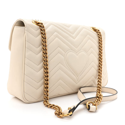 Gucci Calfskin Matelasse Medium GG Marmont Shoulder Bag White 3 of 19