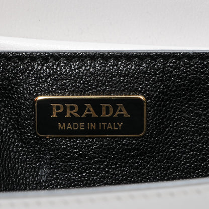 Prada Calfskin Embroidered Cahier Bag White Black 6 of 6