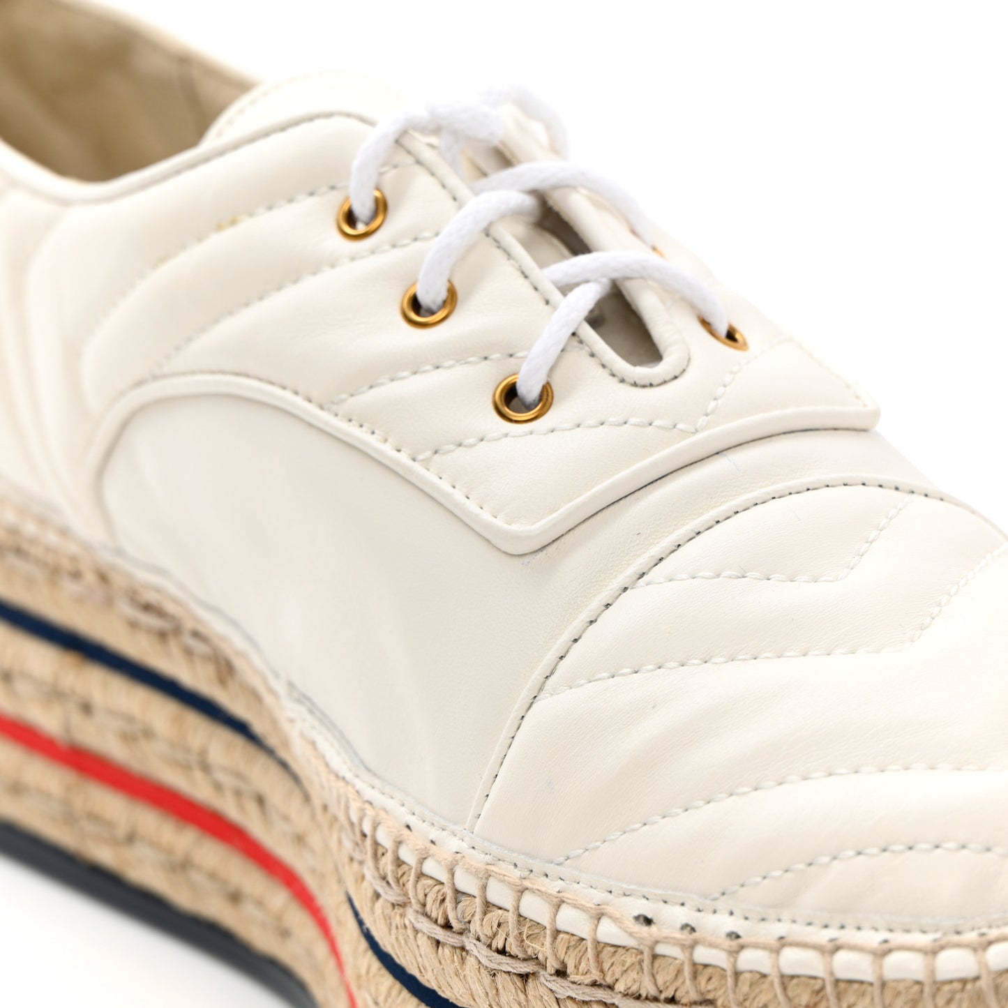 Nappa Matelasse GG Pilar Flatform Lace-Up Espadrilles 41 Great White