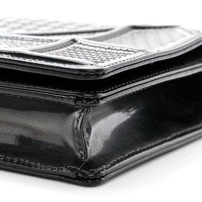 Christian Dior Metallic Patent Micro-Cannage Diorama Wallet on Chain Pouch Onyx Black 11 of 13