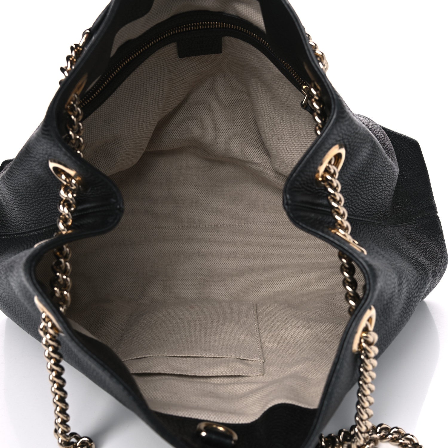 Gucci Pebbled Calfskin Medium Soho Chain Shoulder Bag Black 4 of 4
