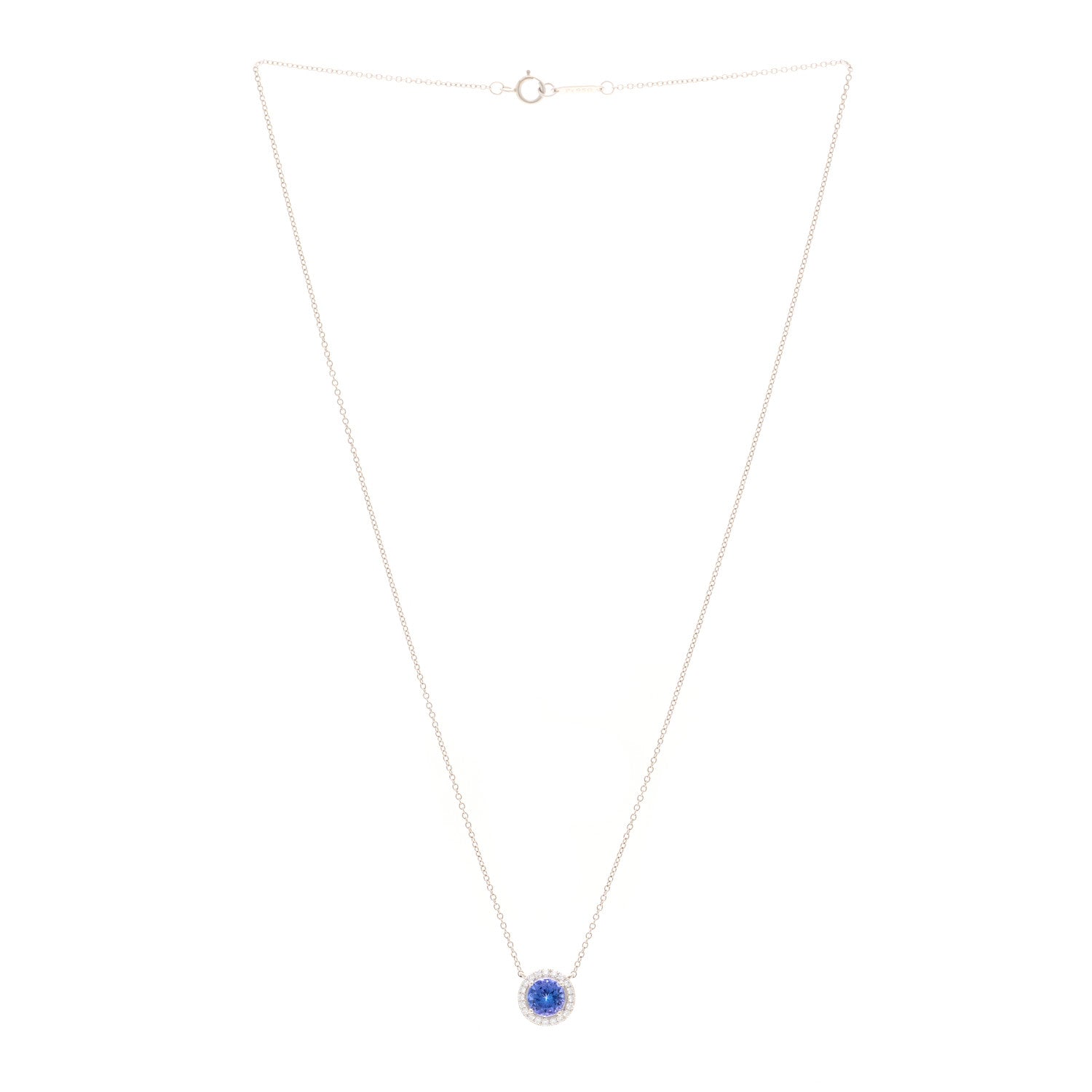 Tiffany Platinum Diamond Tanzanite Soleste Pendant Necklace 3 of 4