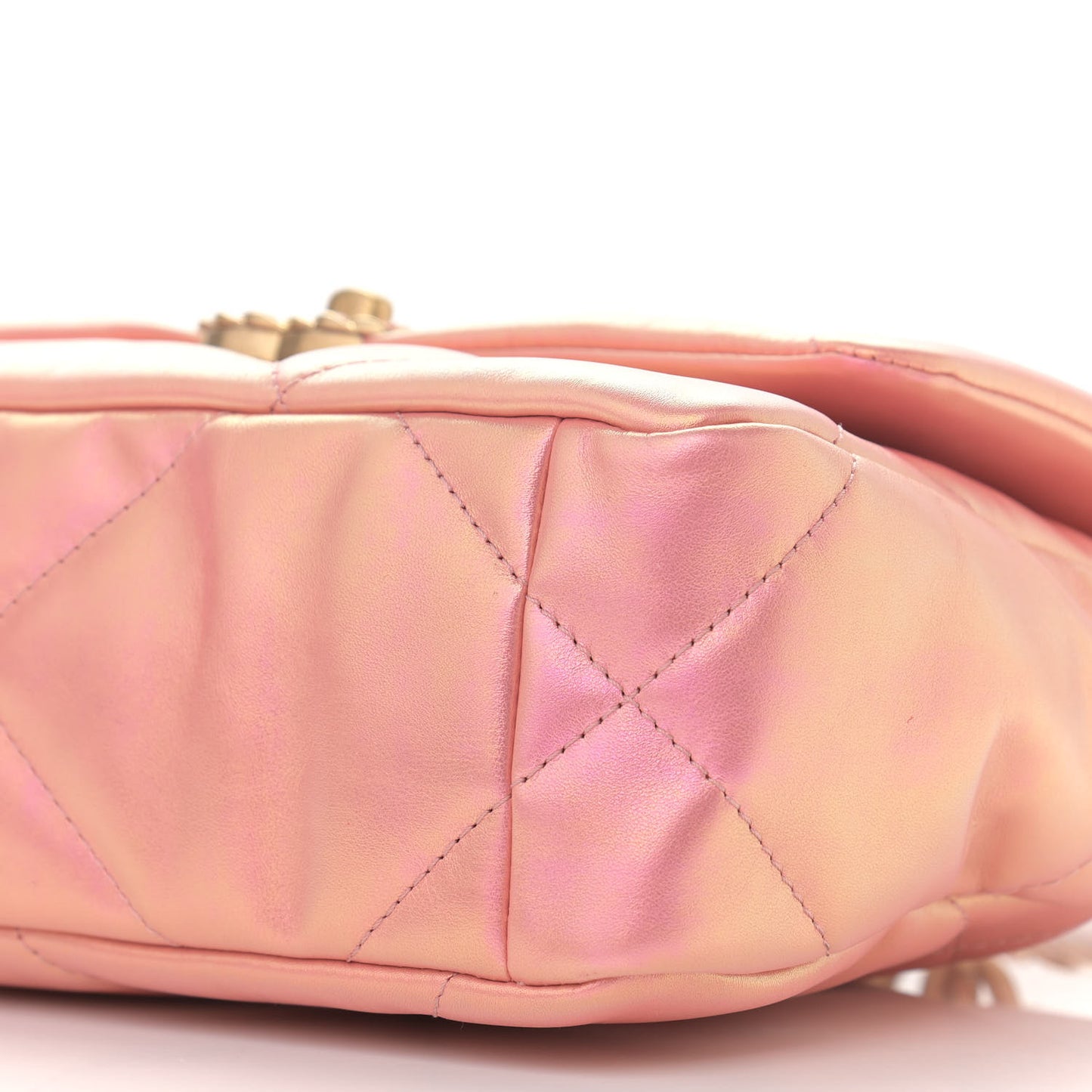 Iridescent Calfskin Quilted Medium Chanel 19 Flap Pink