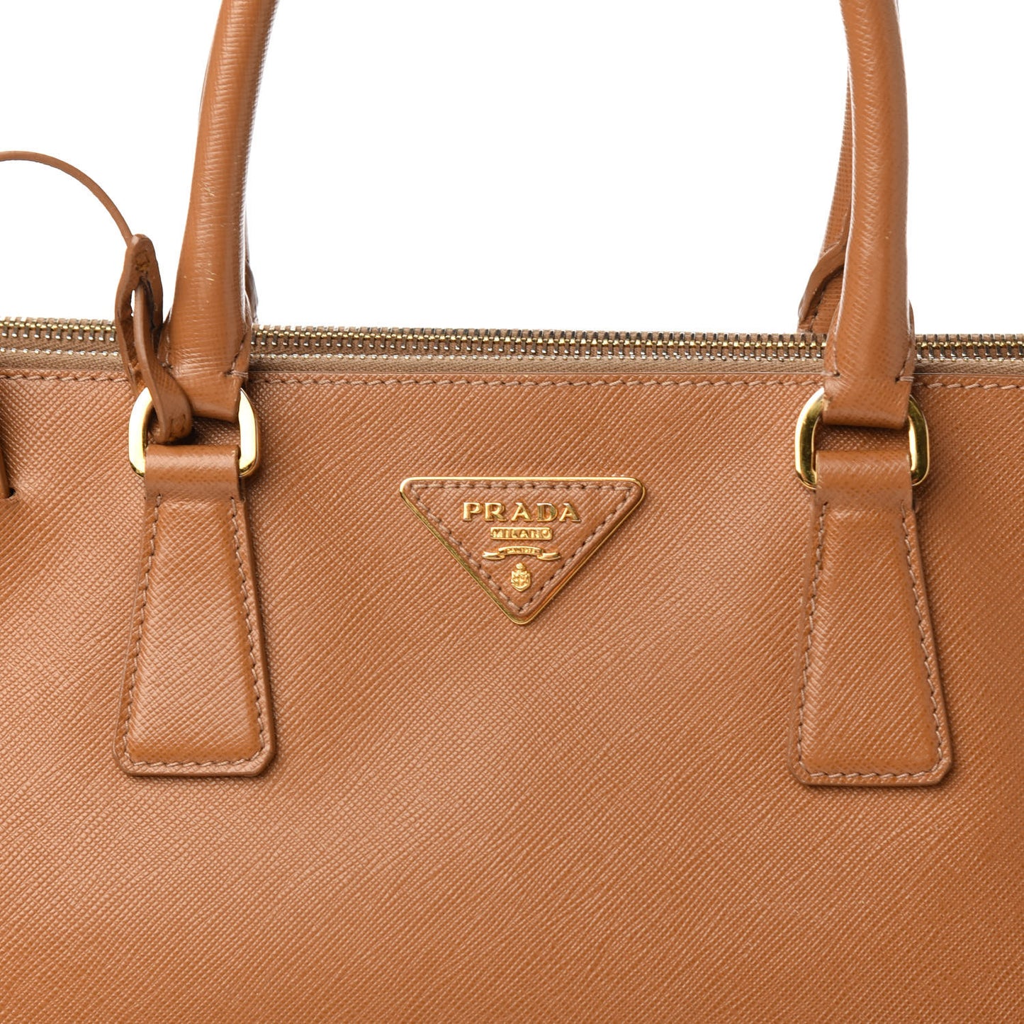 Saffiano Large Galleria Double Zip Tote Caramel