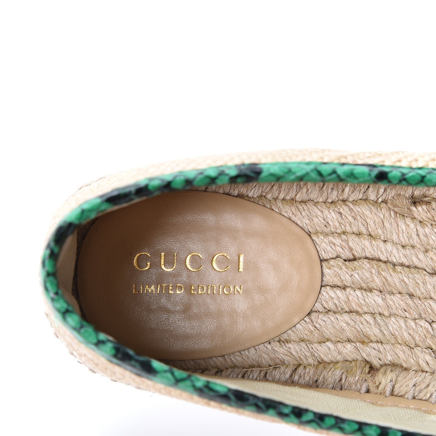 Straw Matelasse Elaphe GG Marmont Espadrilles 38 Natural New Shamarock