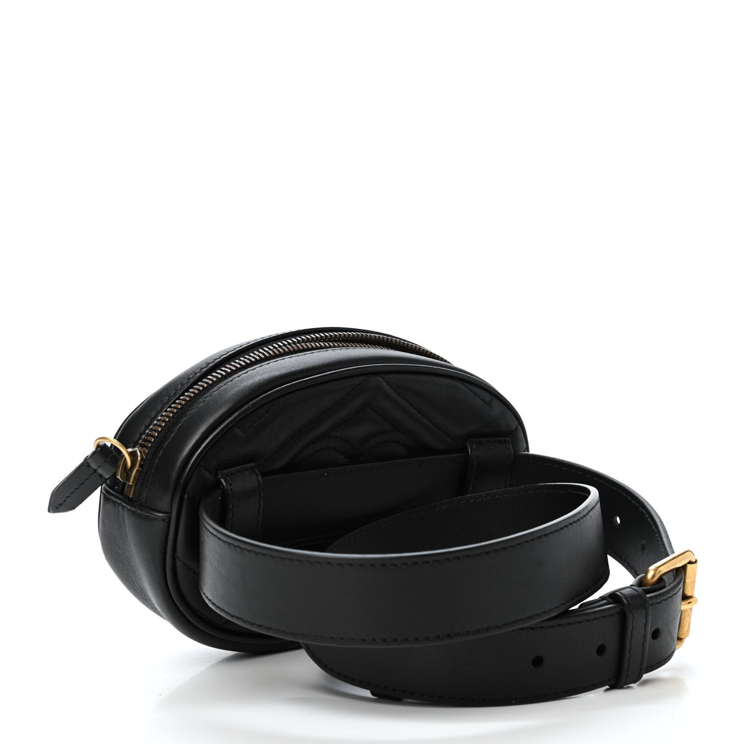 Gucci Calfskin Matelasse GG Marmont Belt Bag 85 34 Black 2 of 4