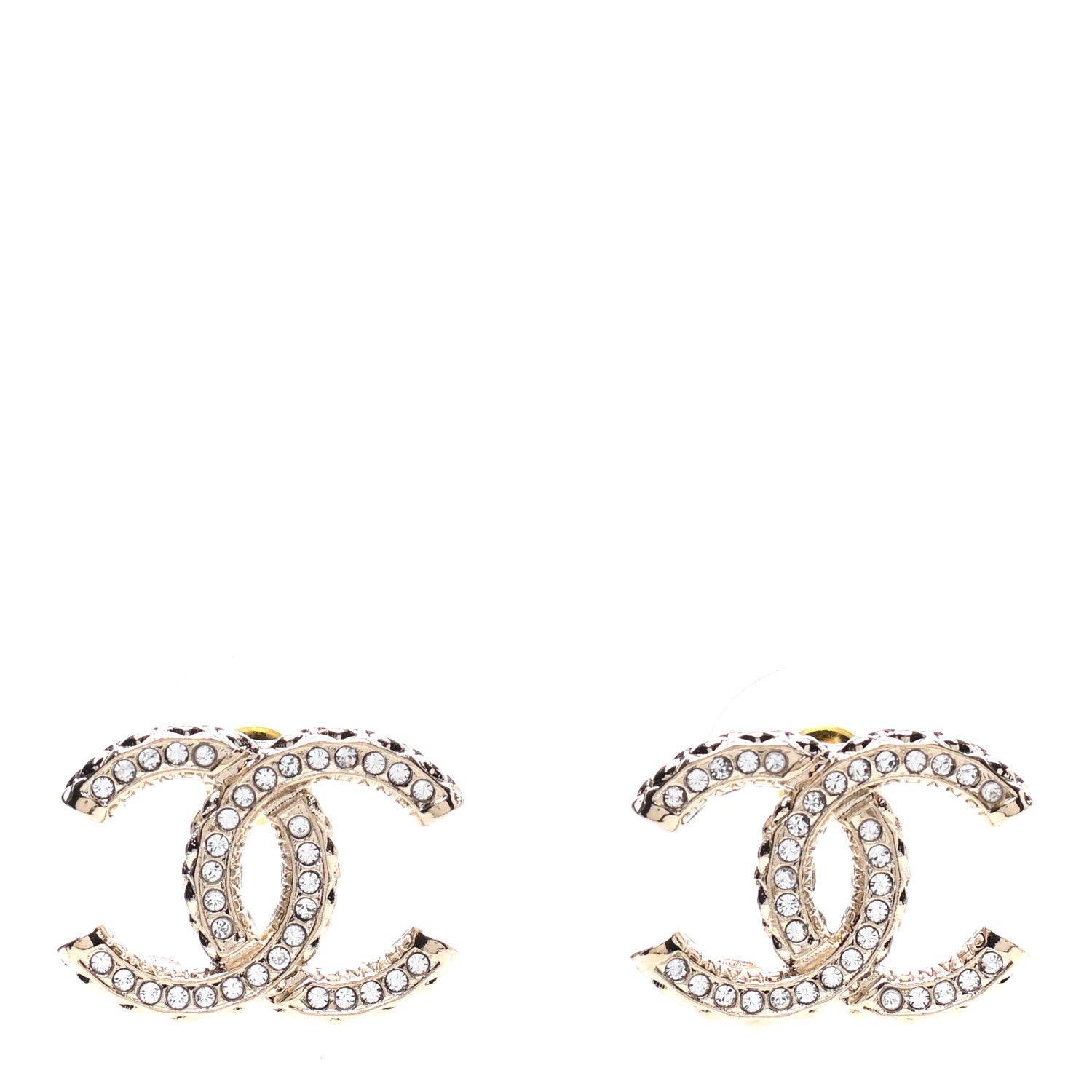 Chanel Crystal CC Earrings Gold 1 of 4
