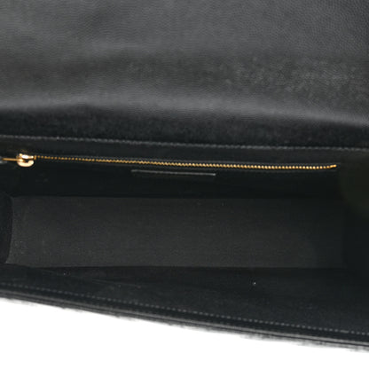 Saint Laurent Grain De Poudre Matelasse Chevron Large Monogram Satchel Black 5 of 15