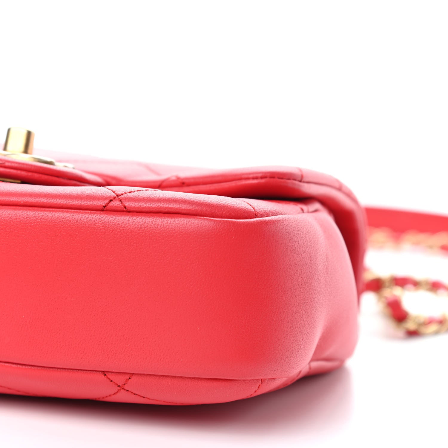Chanel Lambskin Quilted Small Circular Handle Bag Brilliant Rouge 9 of 11