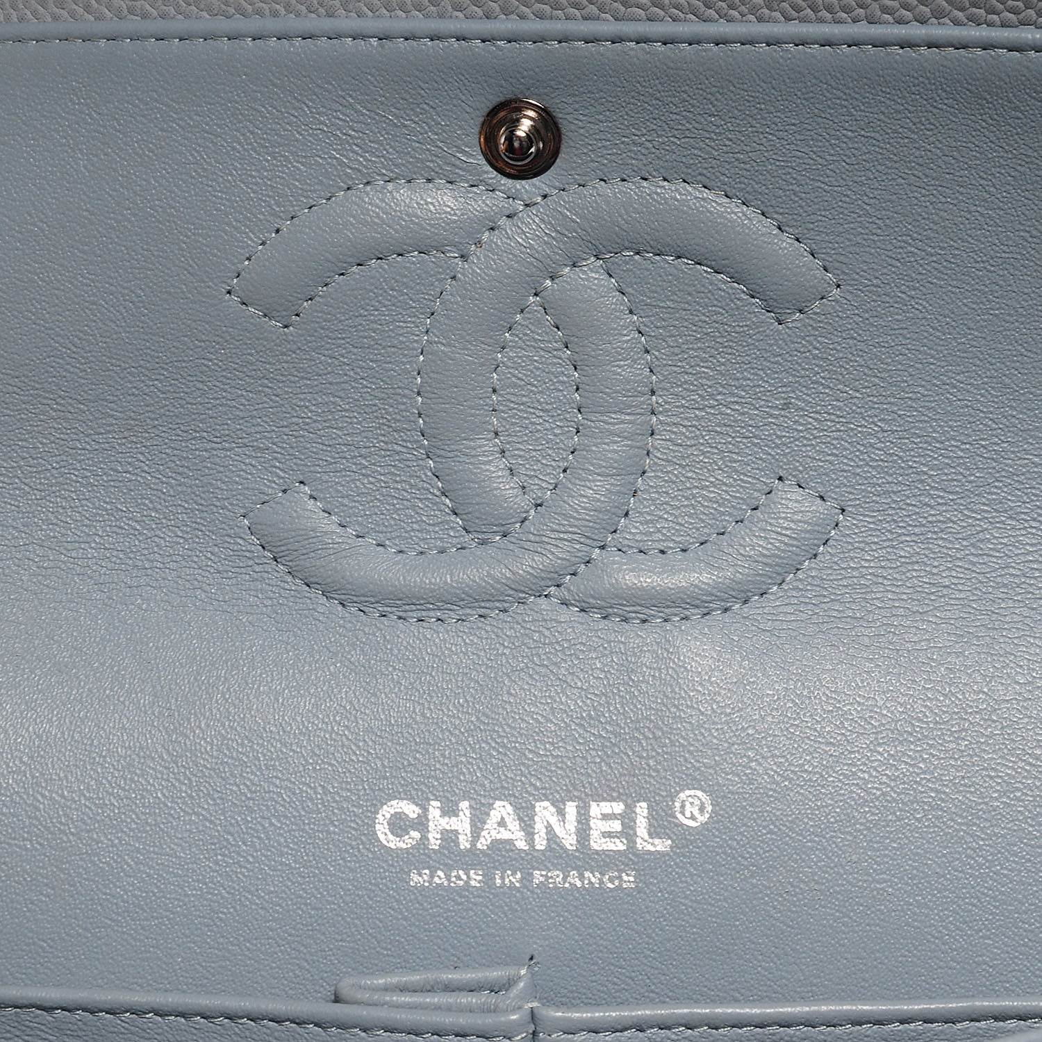 Chanel Iridescent Caviar Medium Double Flap Light Grey 7 of 9
