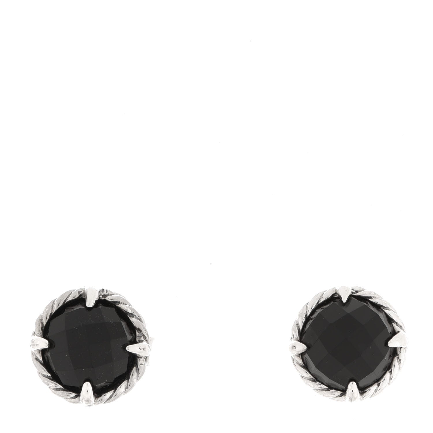 David Yurman Sterling Silver Black Onyx 10mm Chatelaine Earrings 1 of 5