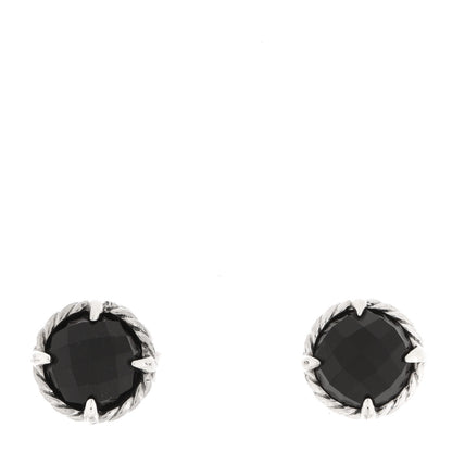 David Yurman Sterling Silver Black Onyx 10mm Chatelaine Earrings 1 of 5
