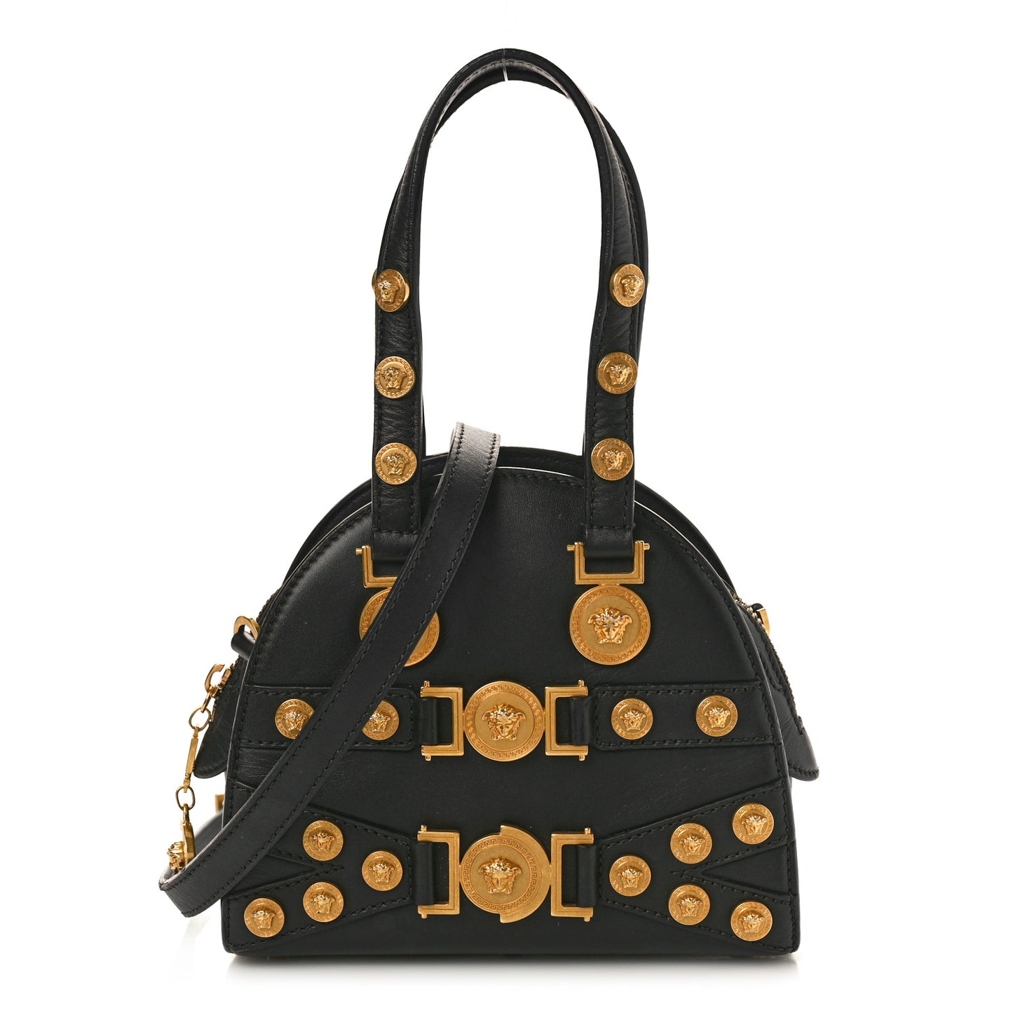 Calfskin Small Medallion Tribute Bowling Bag Black
