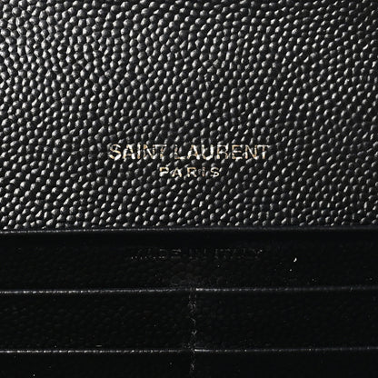 Saint Laurent Grain De Poudre Matelasse Chevron Monogram Flap Wallet Black 6 of 7