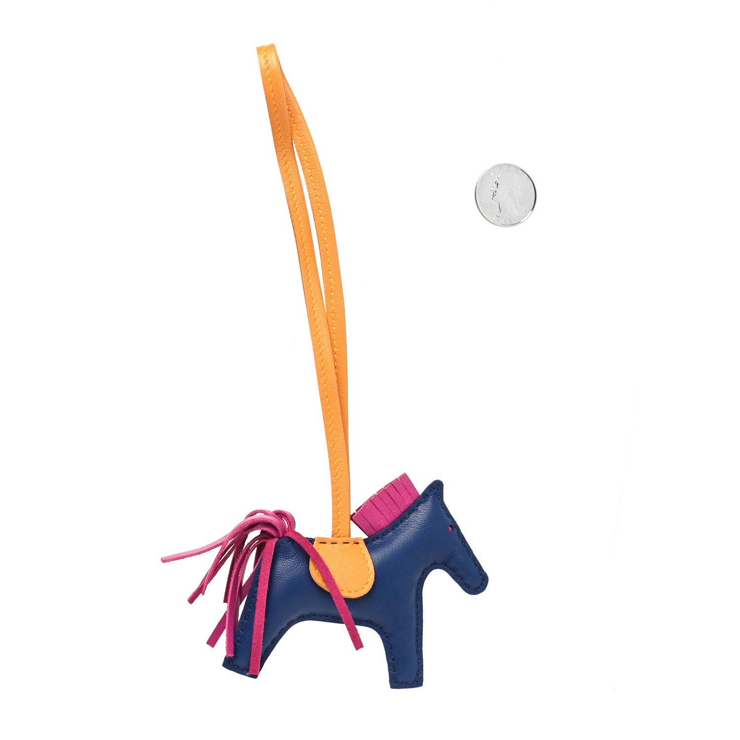 Hermes Milo Lambskin Grigri Rodeo Horse Bag Charm PM Bleu Saphir Rose Pourpre Bouton D'Or 2 of 3