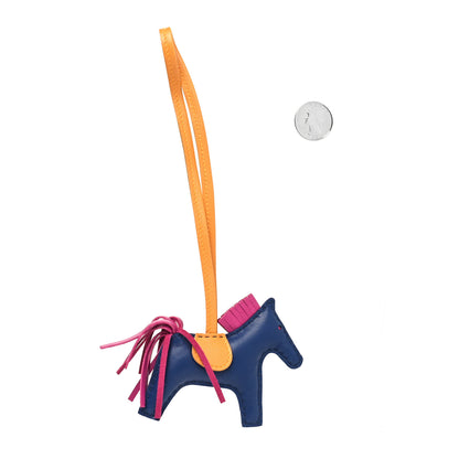 Hermes Milo Lambskin Grigri Rodeo Horse Bag Charm PM Bleu Saphir Rose Pourpre Bouton D'Or 2 of 3