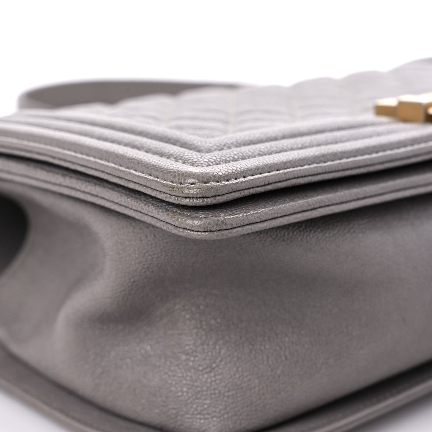 Caviar Quilted Medium Boy Flap Dark Beige