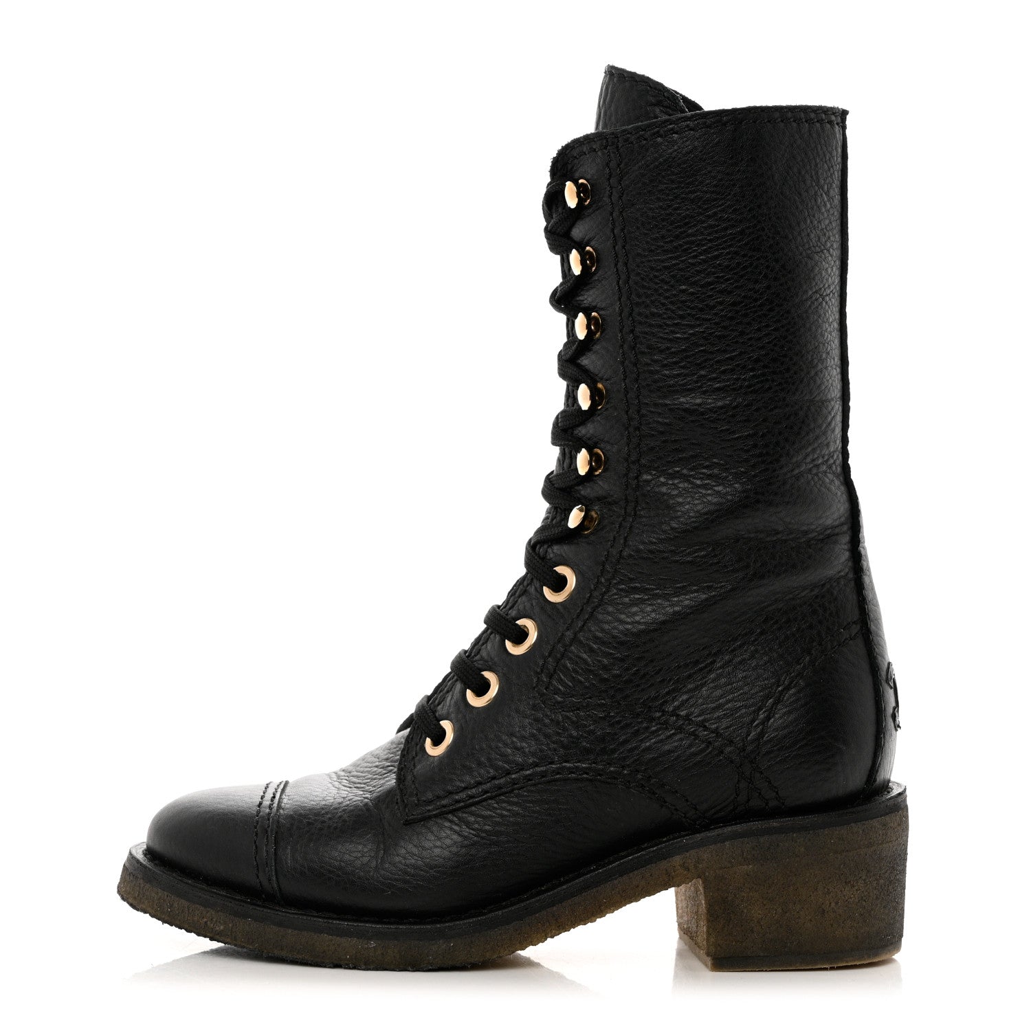 Chanel Calfskin CC Combat Boots 36 Black 1 of 10