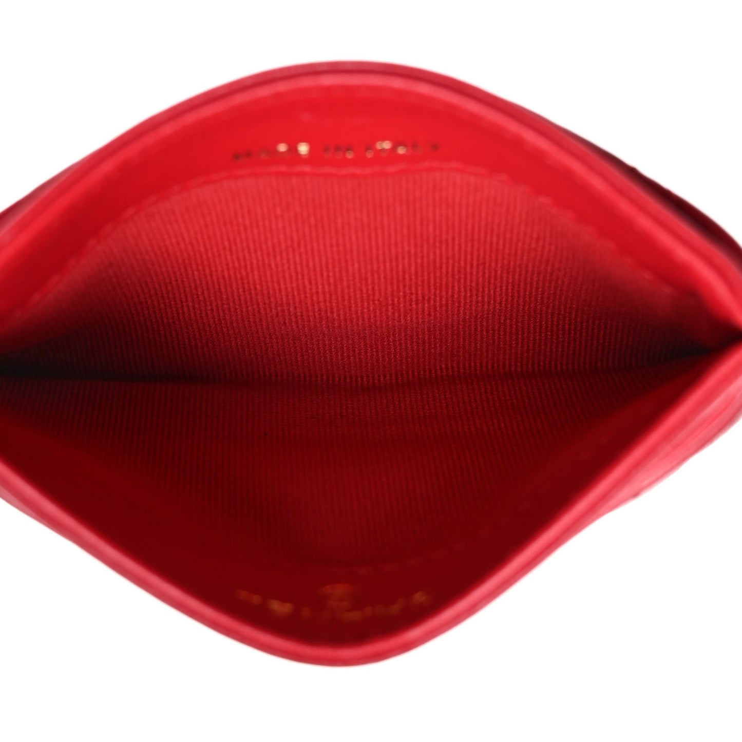 Lambskin Plexiglass Quilted Coco Love Card Holder Red