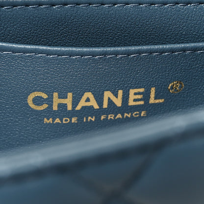 Chanel Lambskin Quilted Mini Top Handle Rectangular Flap Blue 6 of 11