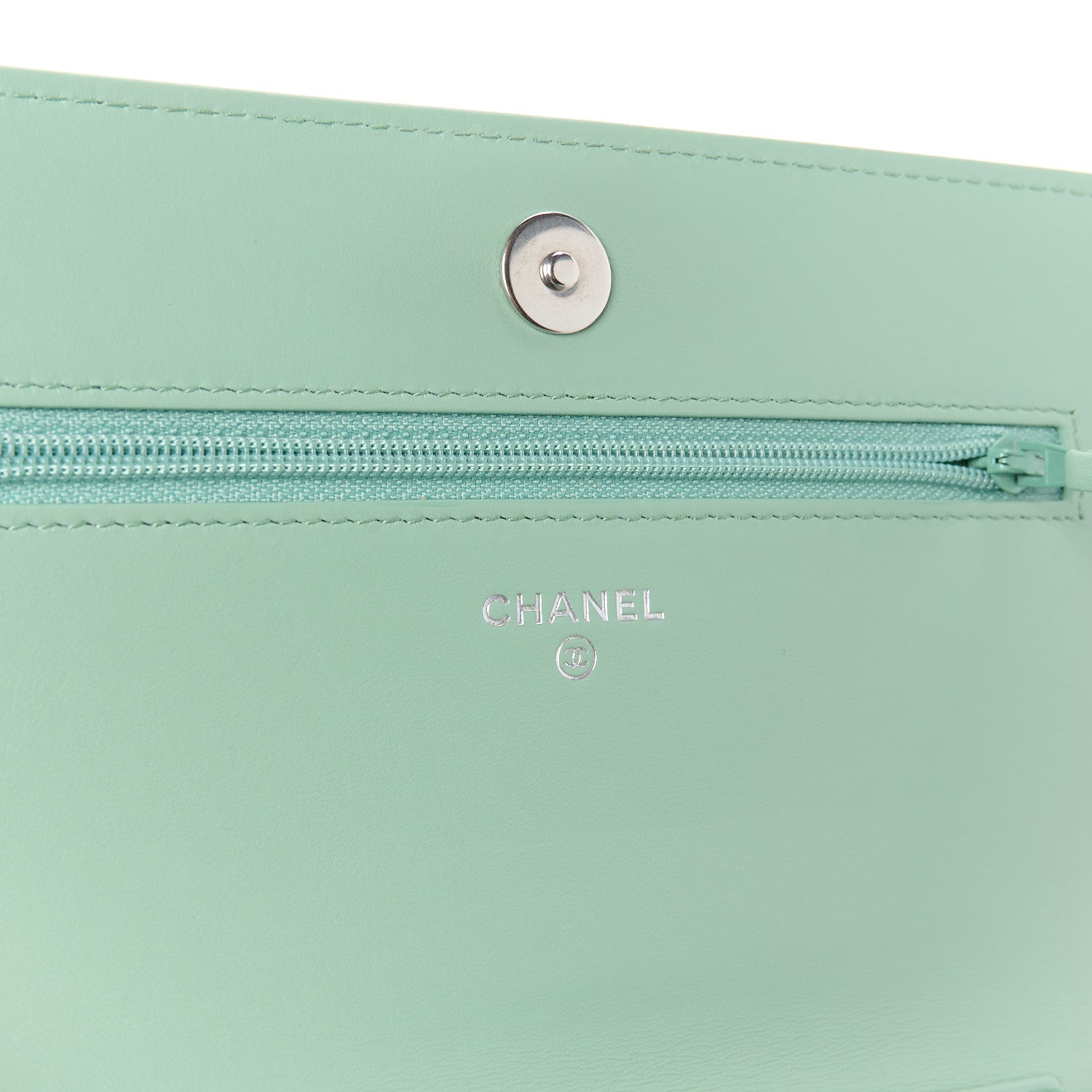 Chanel Caviar Quilted Boy Wallet On Chain WOC Light Gren 6 of 12