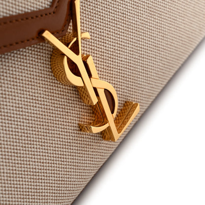 Saint Laurent Canvas Calfskin Medium Classic Monogram Cassandra Top Handle Tan Natural 12 of 13