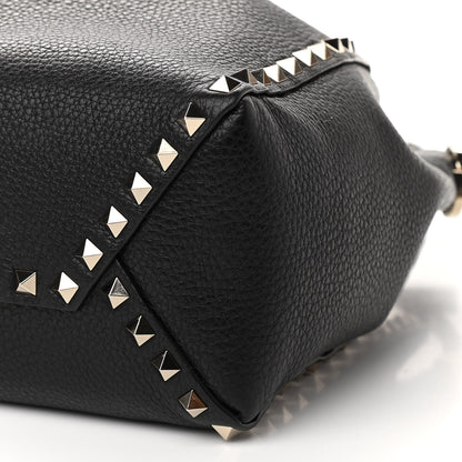 Valentino Garavani Grained Calfskin Rockstud Bucket Bag Black 7 of 8