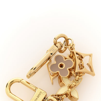 Louis Vuitton Brass Enamel Fleur De Monogram Bag Charm Chain Gold 4 of 4