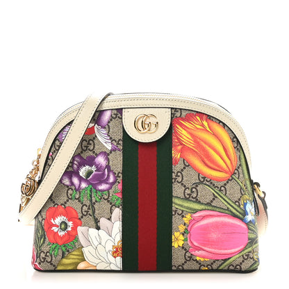 Gucci GG Supreme Monogram Flora Web GG Small Ophidia Dome Shoulder Bag White 1 of 10