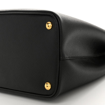 Prada Saffiano Cuir Medium Double Bag Black Fuoco 9 of 9