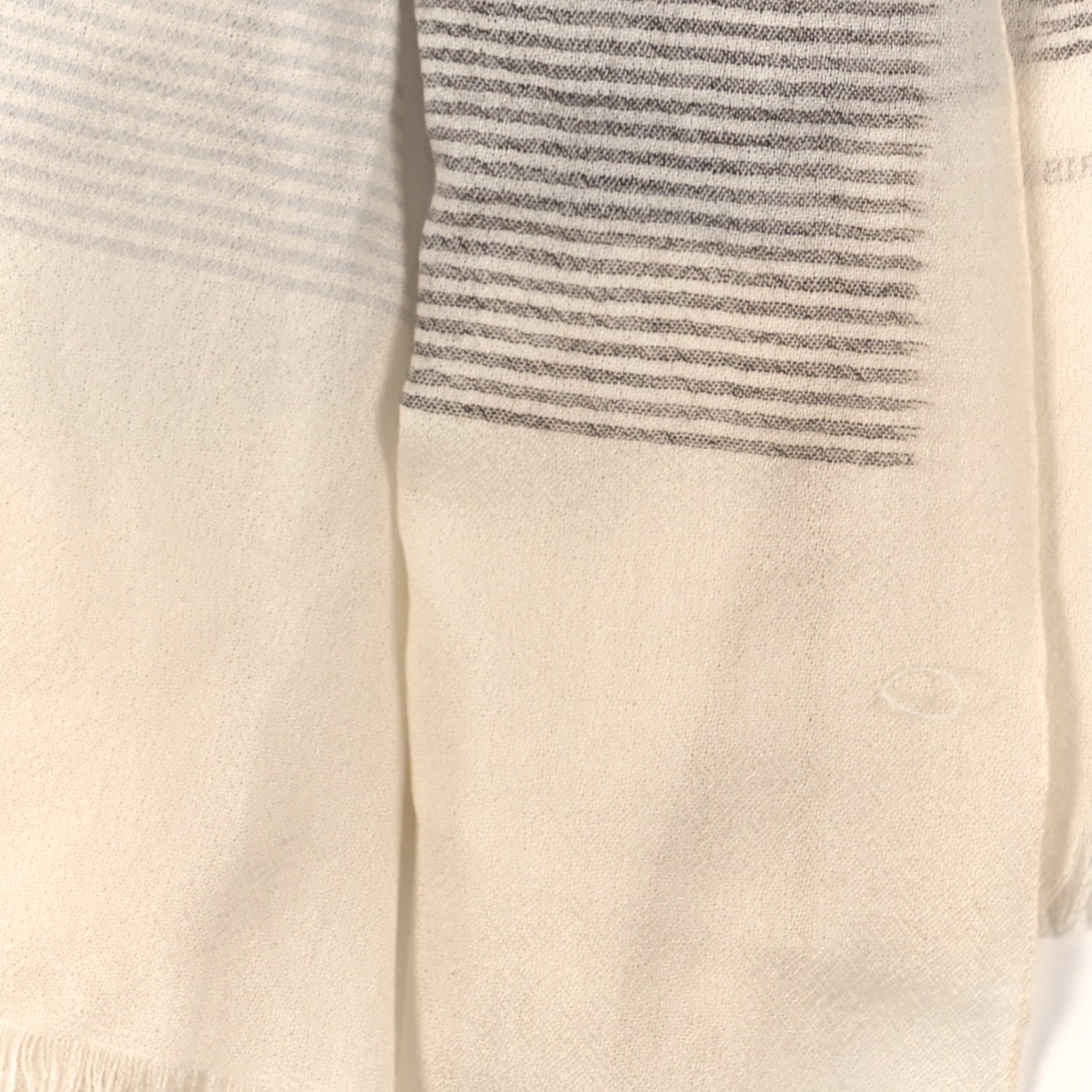 Hermes Cashmere Horizon Gradient Fringe Stole Ivory Gris 4 of 4
