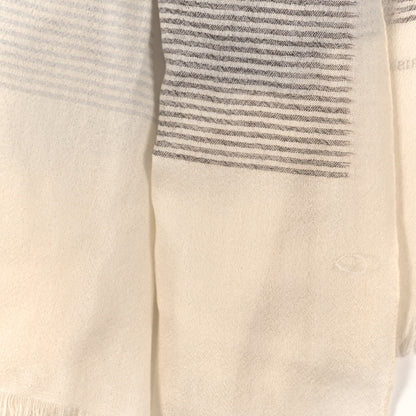 Hermes Cashmere Horizon Gradient Fringe Stole Ivory Gris 4 of 4