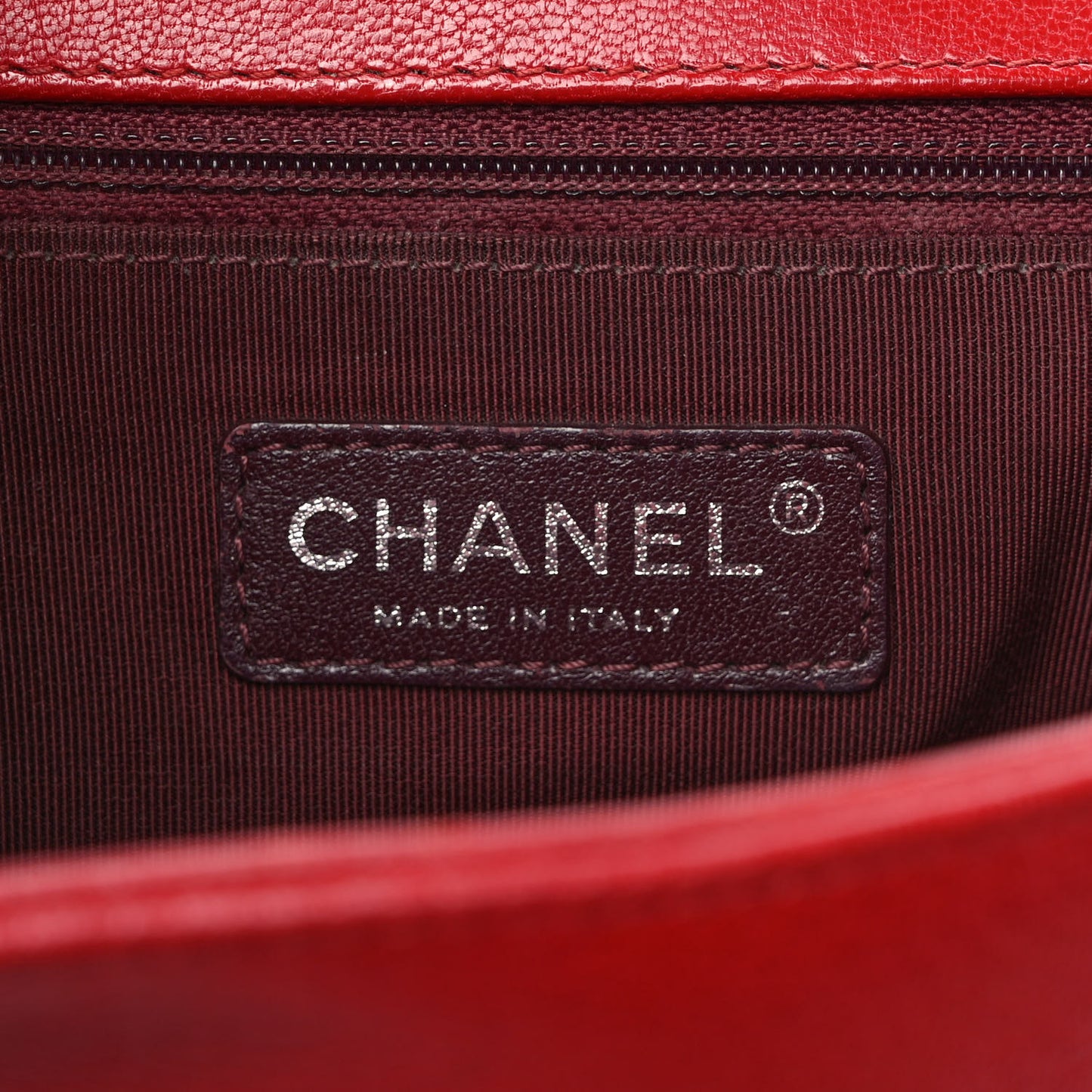 Patent Goatskin Quilted New Medium Boy Flap Red