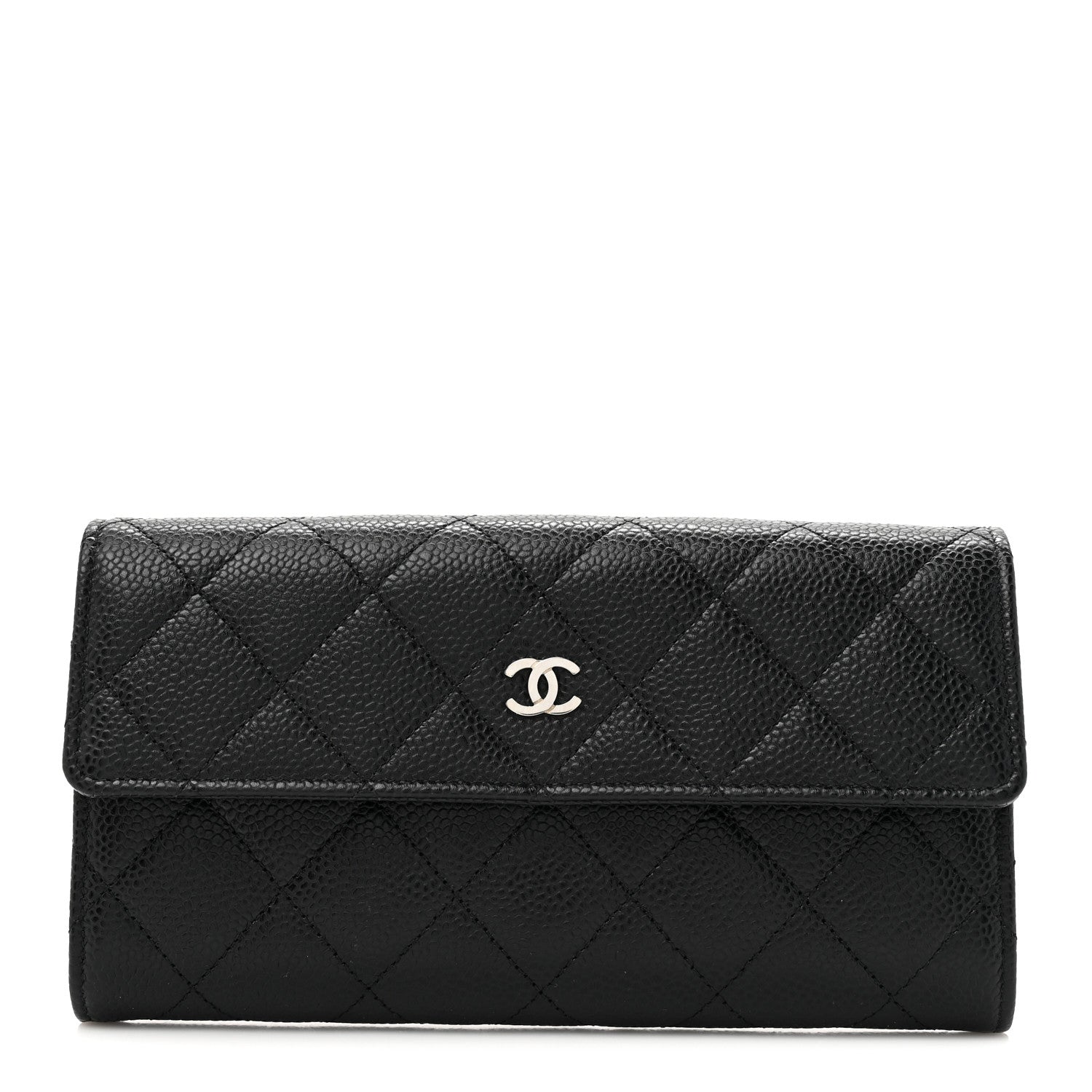 Chanel Caviar Quilted Large Gusset Flap Wallet Black 1 of 8