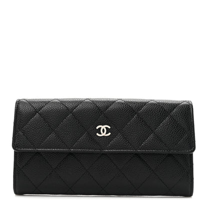 Chanel Caviar Quilted Large Gusset Flap Wallet Black 1 of 8