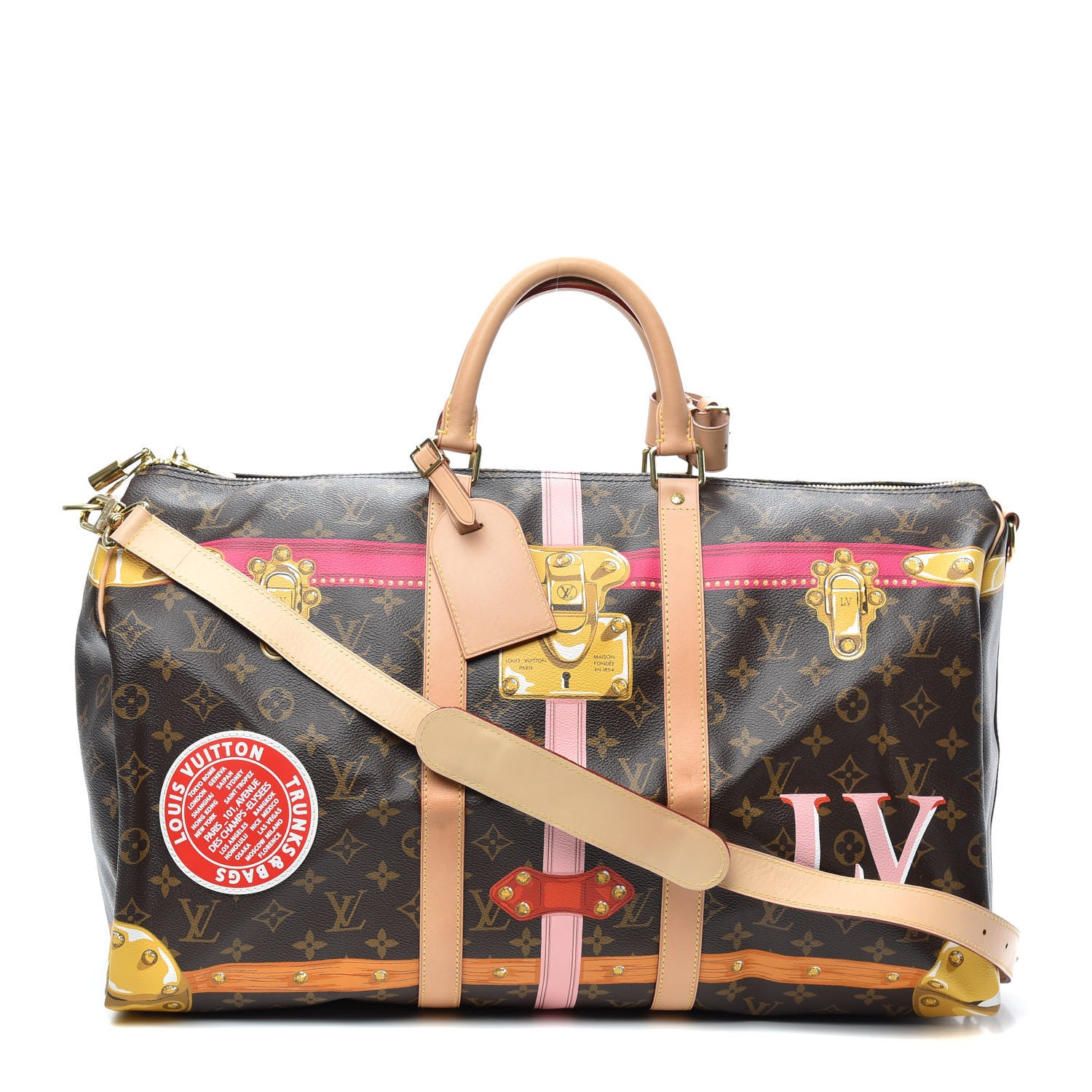Louis Vuitton Monogram Summer Trunks Keepall Bandouliere 50 1 of 8