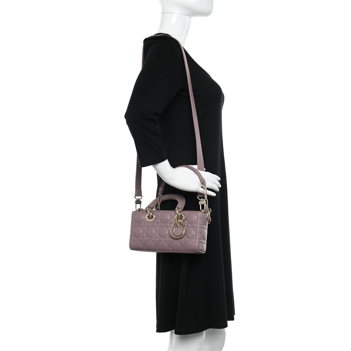 Lambskin Cannage Small Lady D-Joy Peony Pink