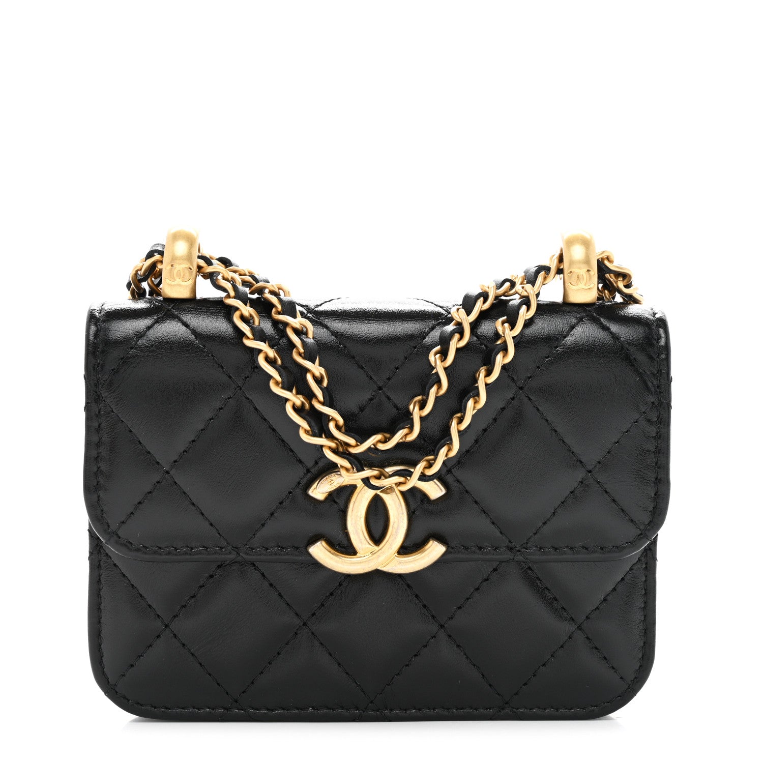 Chanel Calfskin Quilted Perfect Fit Coin Purse With Chain Black 1 of 12
