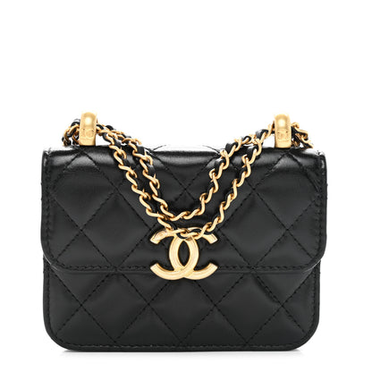 Chanel Calfskin Quilted Perfect Fit Coin Purse With Chain Black 1 of 12