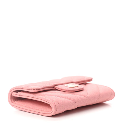 Chanel Caviar Flat Chevron Quilted Flap Card Holder Pink 4 of 7