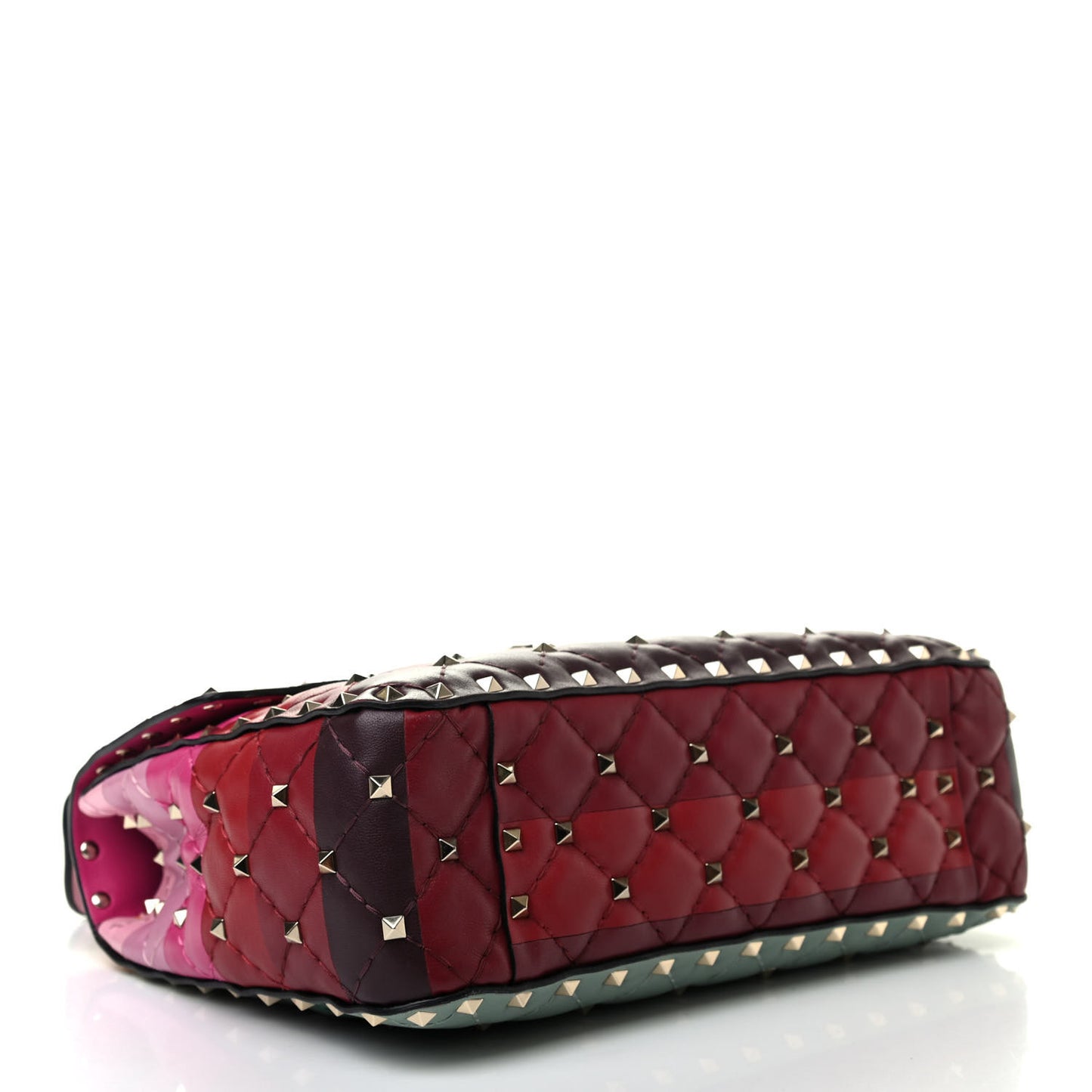 Lambskin Stripe Intarsia Medium Rockstud Spike Shoulder Bag Multicolor