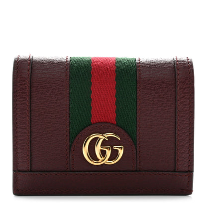 Gucci Textured Calfskin Web Ophidia Card Case Vintage Bordeaux 1 of 9