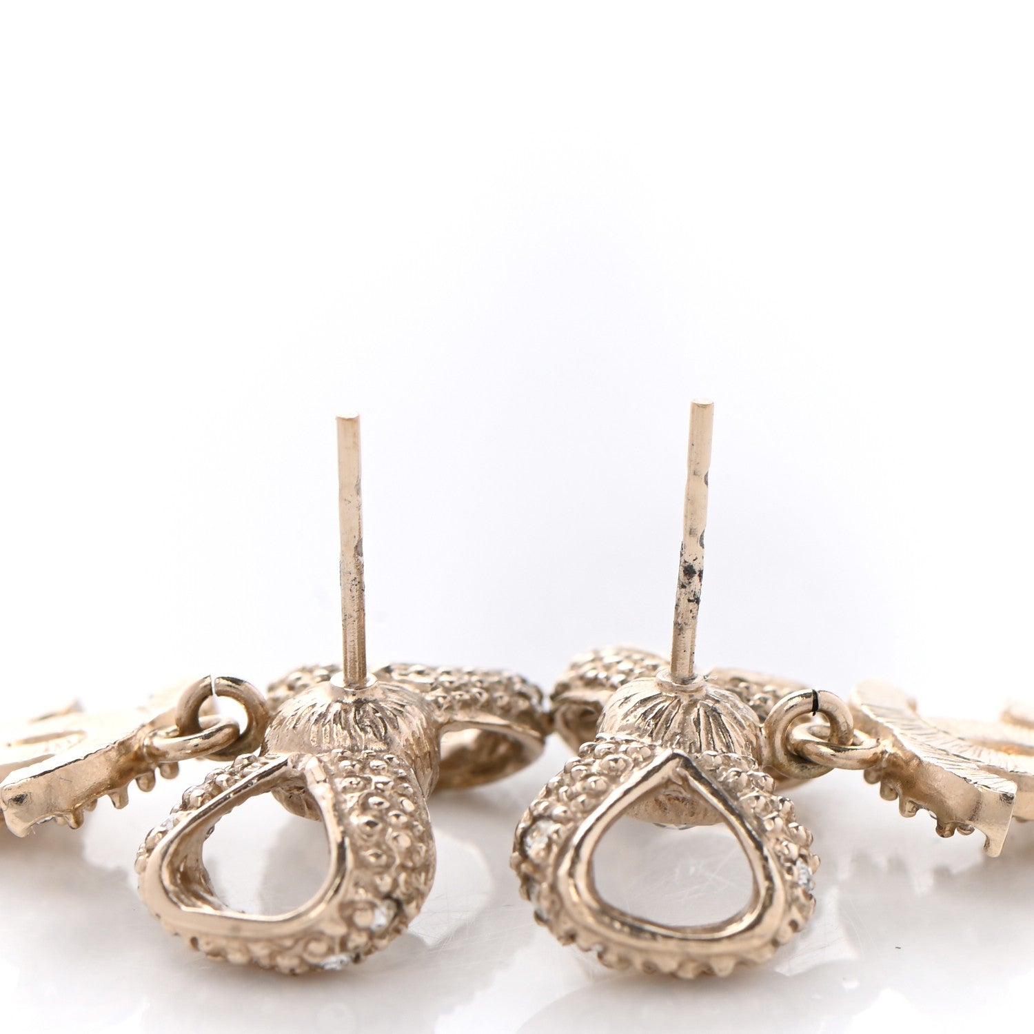 Chanel Crystal CC Bow Drop Earrings Gold 5 of 5