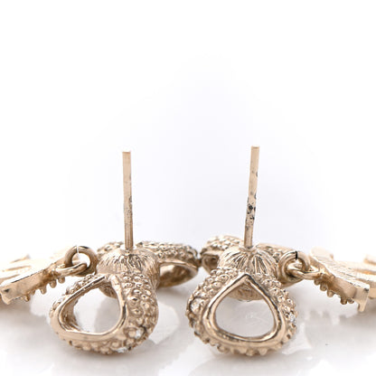 Chanel Crystal CC Bow Drop Earrings Gold 5 of 5